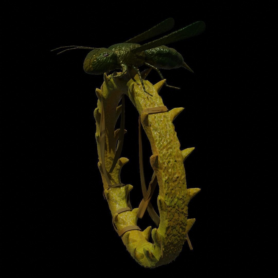 Ring with a wasp Low-poly 3D model_1