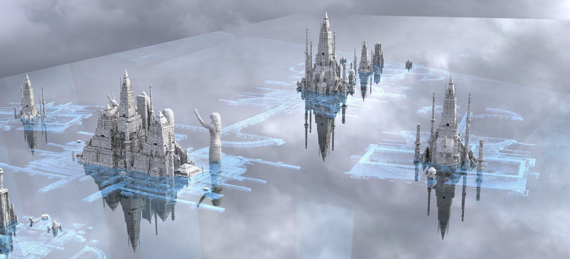 Atlantis City of the Gods Kitbash 3D model_5