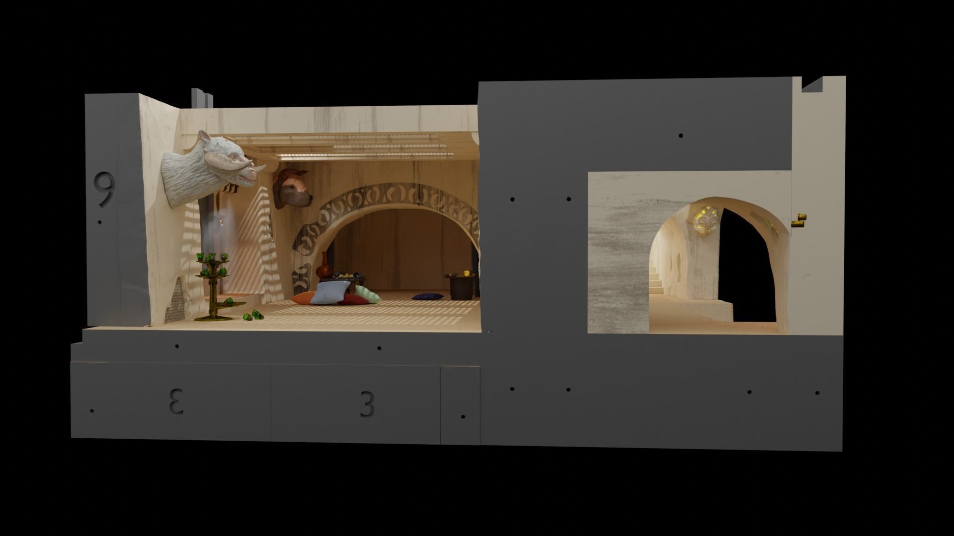 Jabbas Throne Room - Trophy Area - Complete set 1-6 scale 3D Model Collection_4