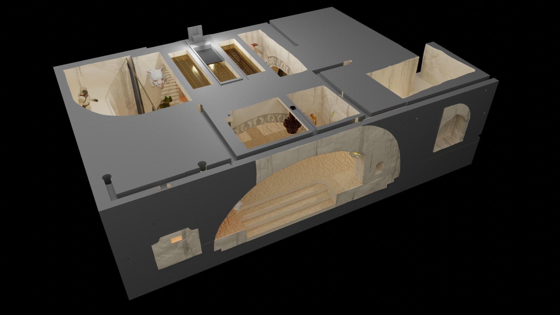 Jabbas Throne Room - Trophy Area - Complete set 1-6 scale 3D Model Collection_2