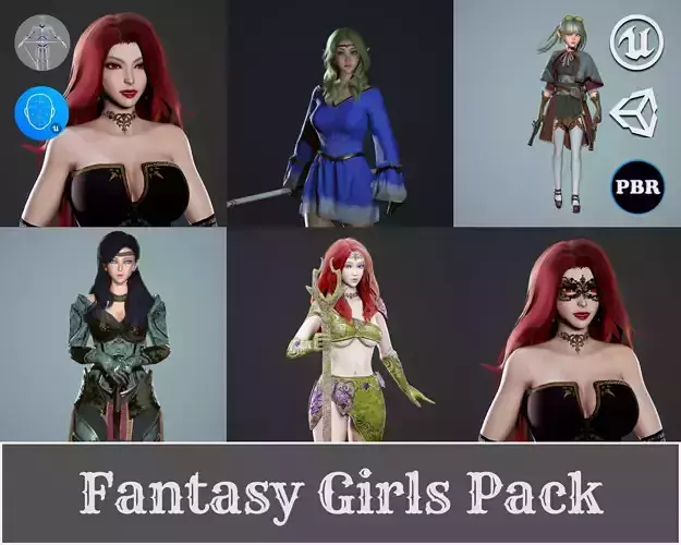Fantasy Girls Pack 3D Model Collection