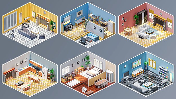 Interior 6 Low-poly 3D model 7