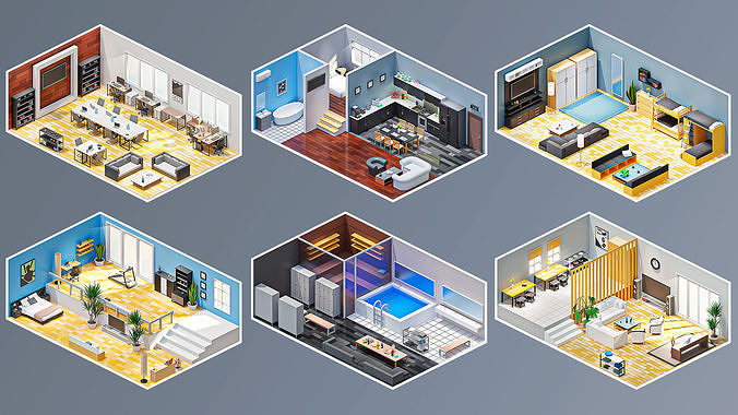 Interior 6 Low-poly 3D model 6