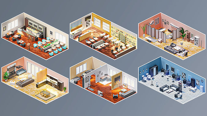 Interior 6 Low-poly 3D model 5