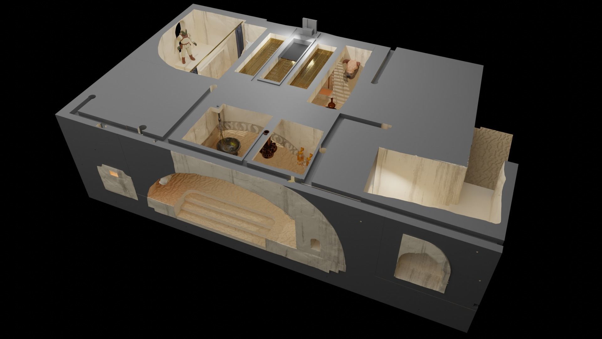 Jabbas Throne Room - Trophy Area - Complete set 1-12 scale 3D Model Collection_2