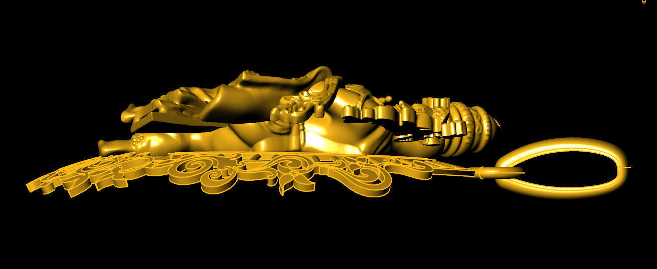 krishna 3d model gold pendant 3D print model_1