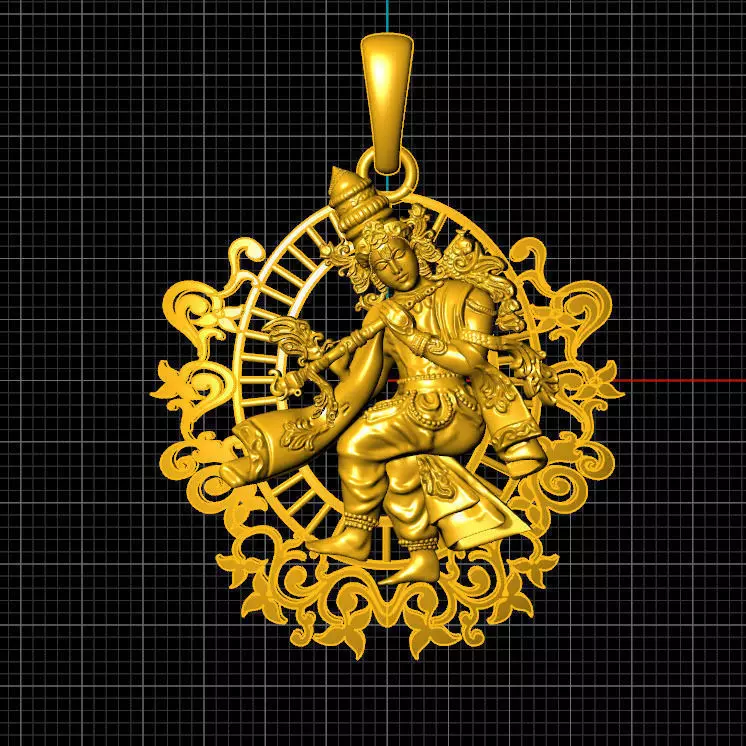 krishna 3d model gold pendant 3D print model_0