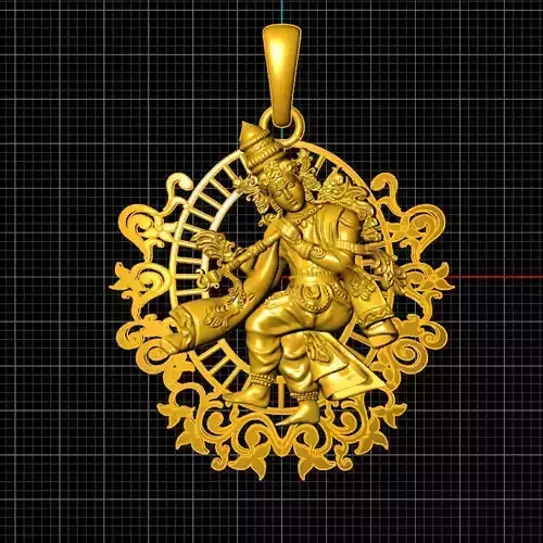 krishna 3d model gold pendant
