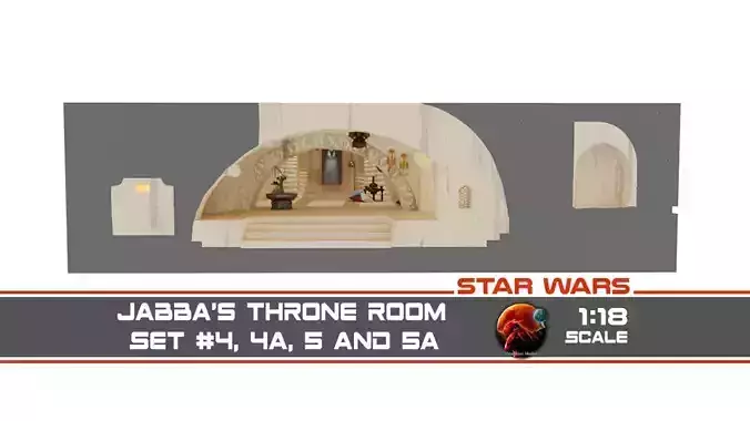 Jabbas Throne Room - Trophy Area - Complete set 1-18 scale 3D Model Collection