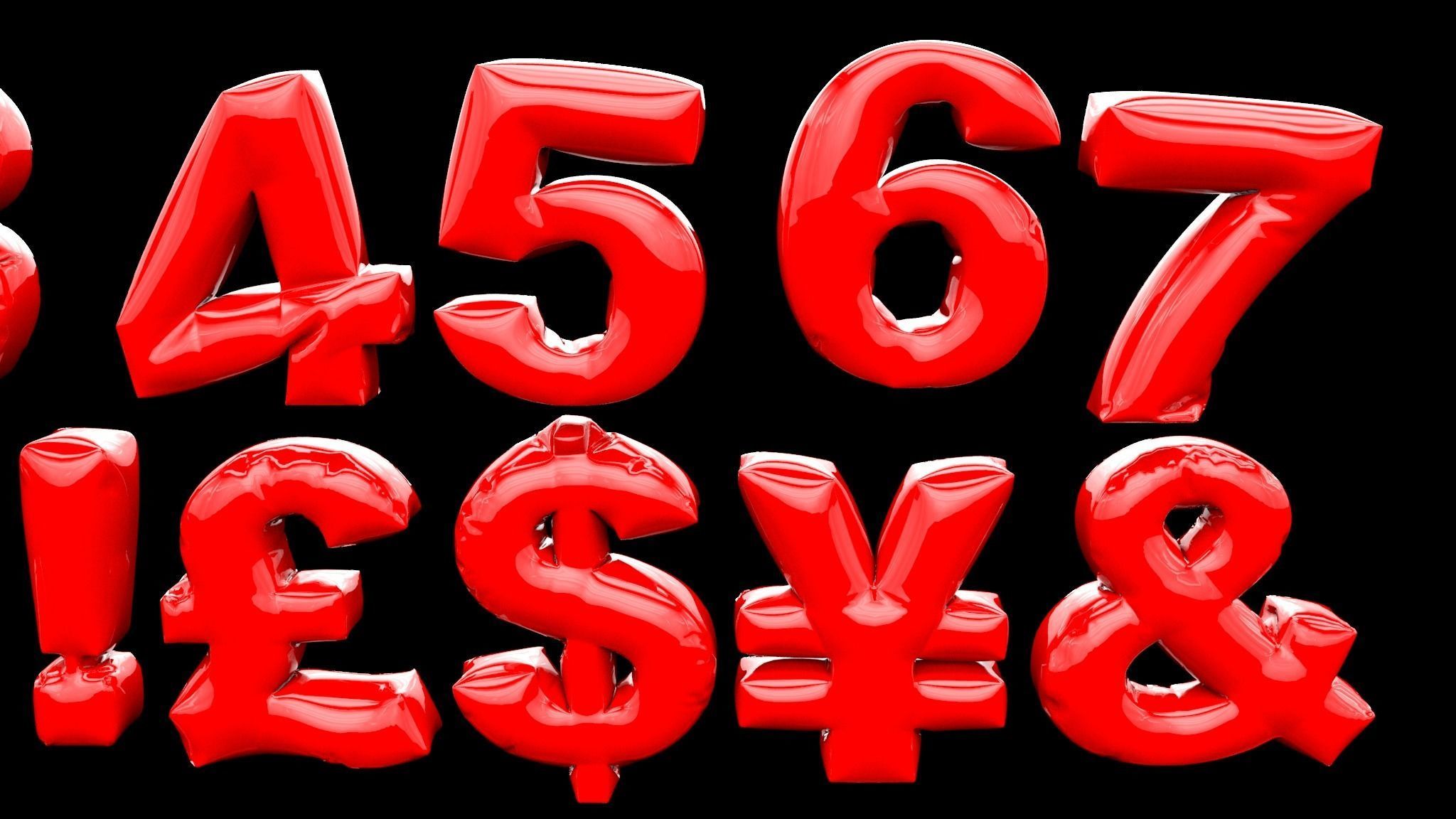 Animated Inflate Numbers Balloons 3D model_5