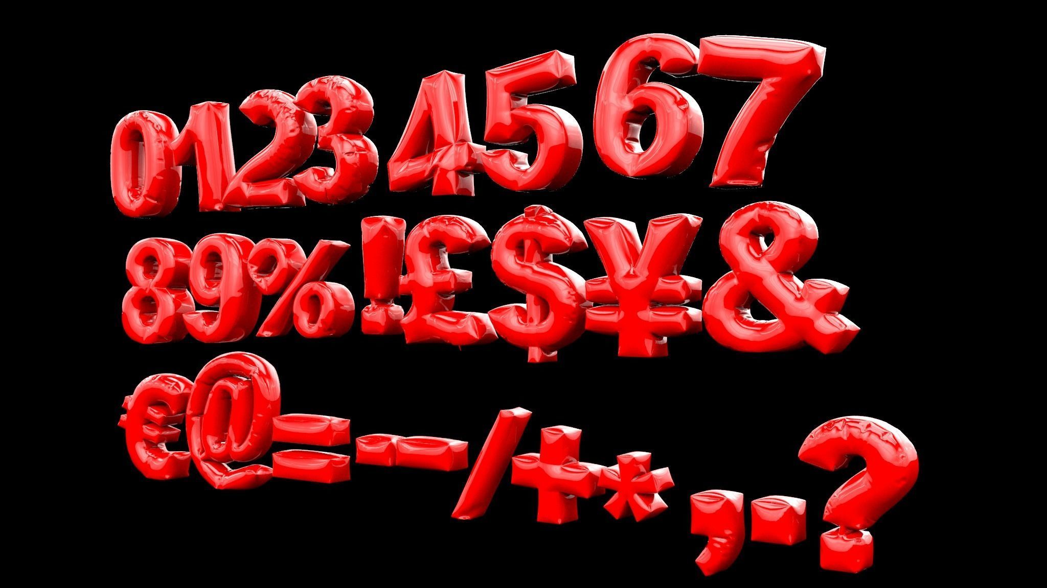 Animated Inflate Numbers Balloons 3D model_2