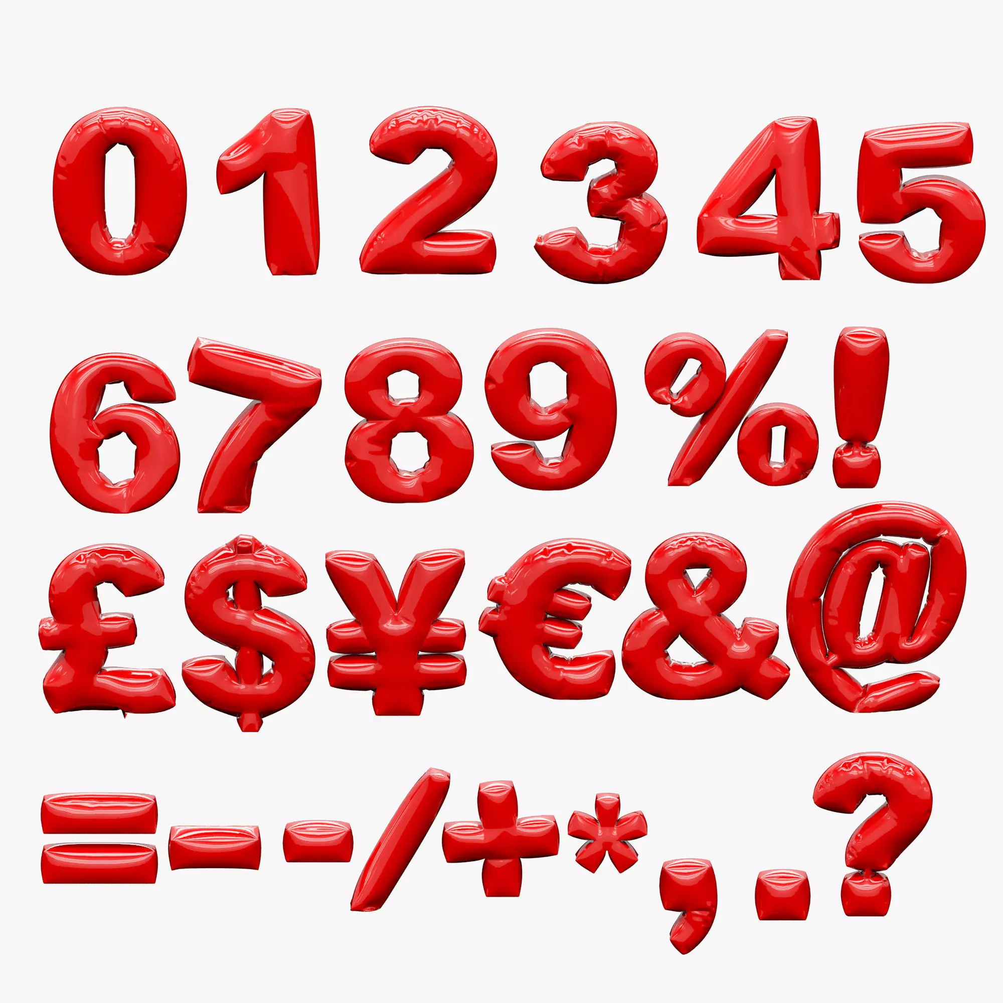 Animated Inflate Numbers Balloons 3D model_0