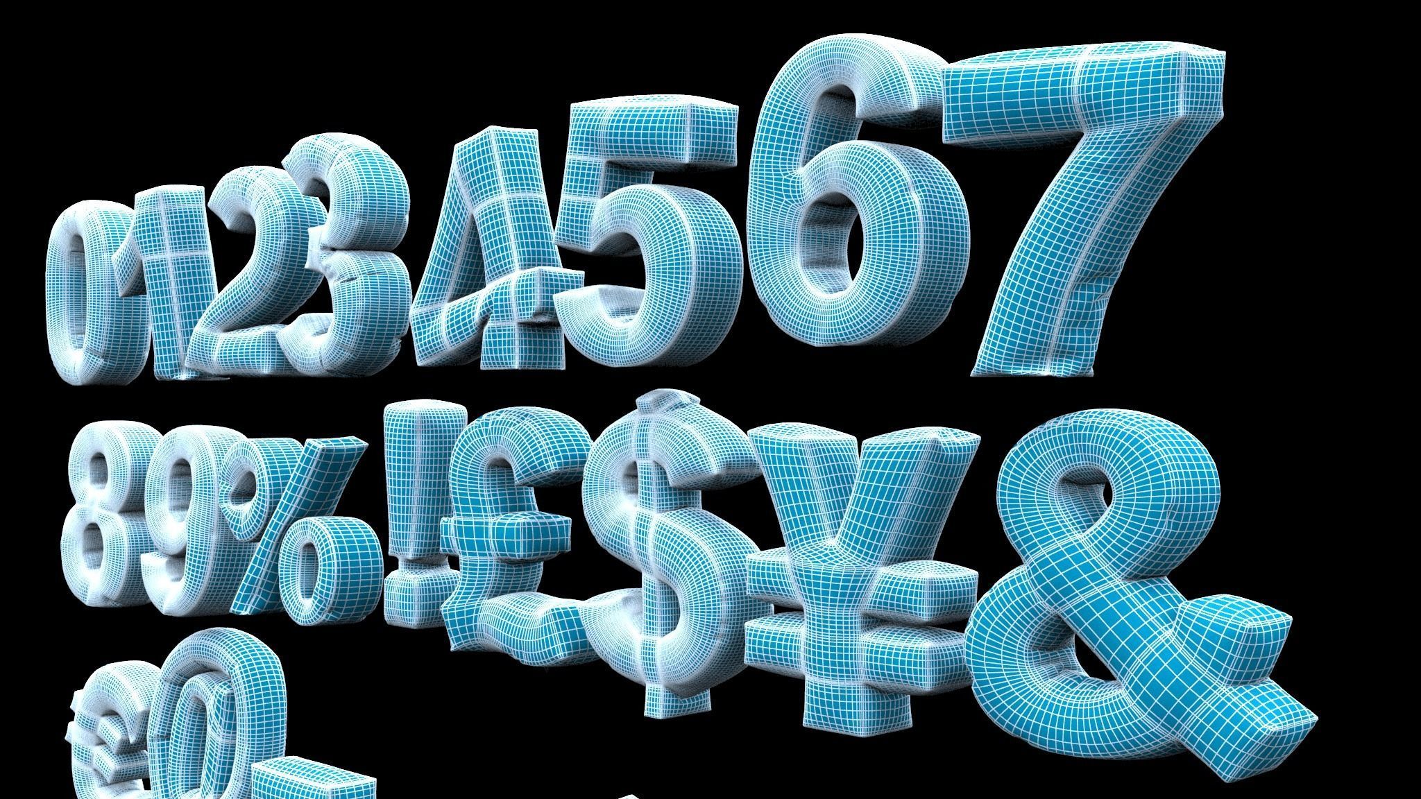 Animated Inflate Numbers Balloons 3D model_7