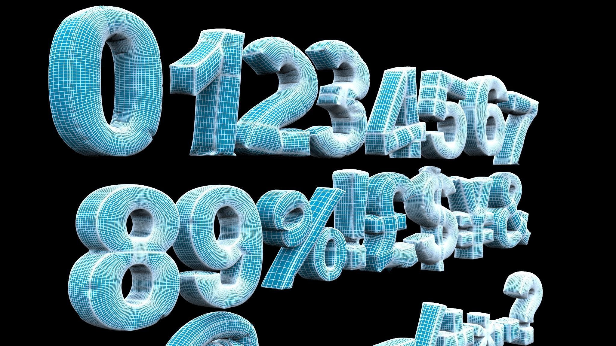 Animated Inflate Numbers Balloons 3D model_8