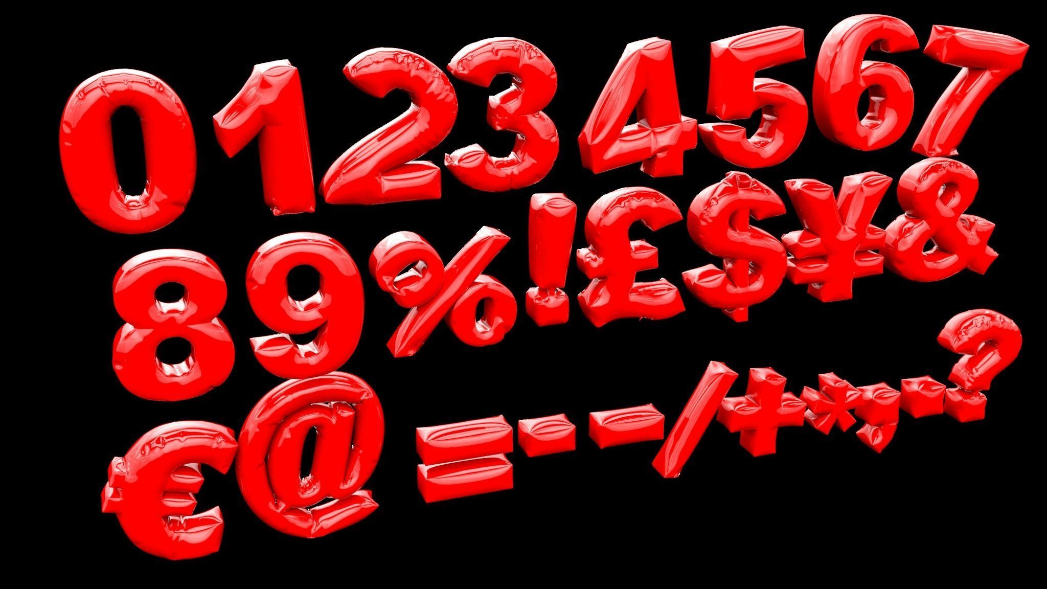 Animated Inflate Numbers Balloons 3D model_3