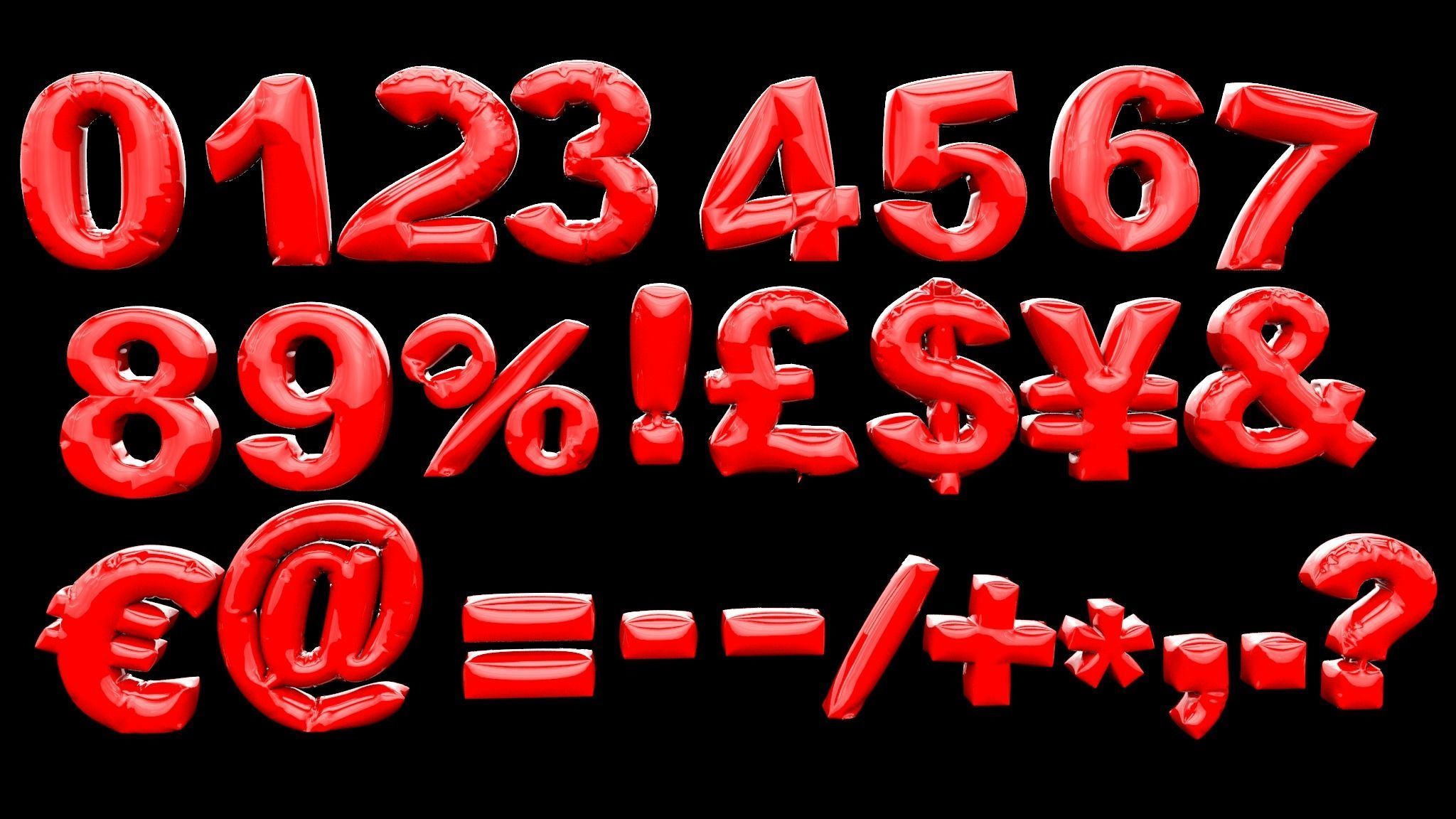 Animated Inflate Numbers Balloons 3D model_1