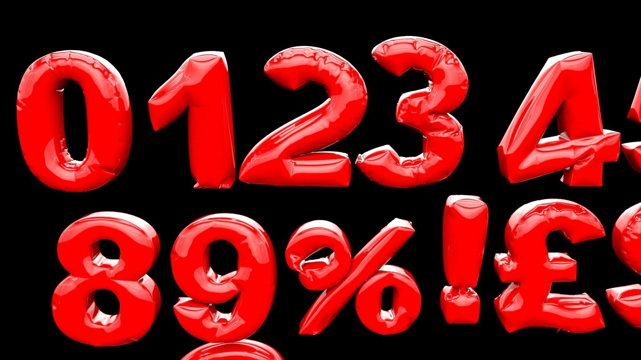 Animated Inflate Numbers Balloons 3D model_4