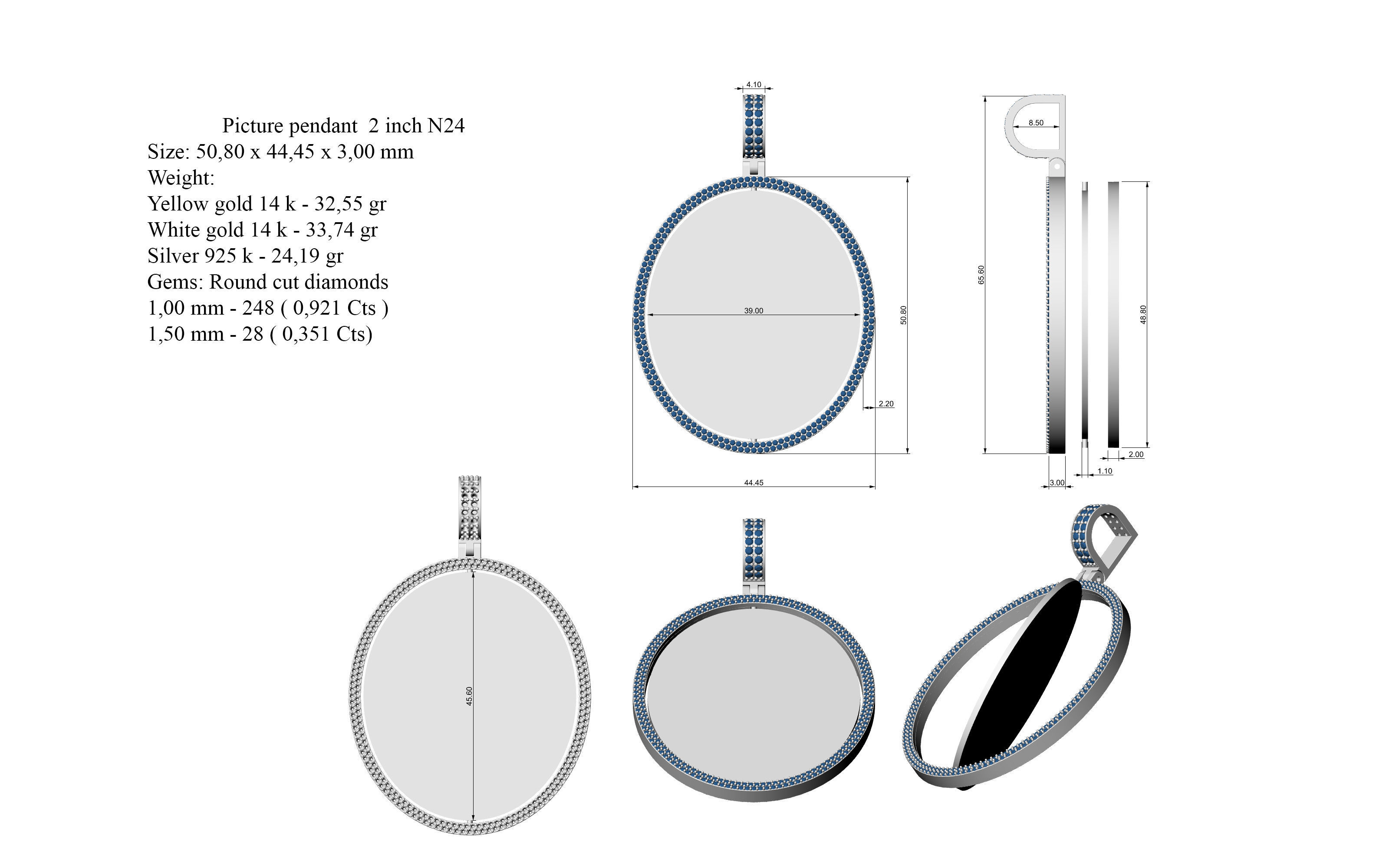 Picture pendant 1-2 inch N 24 3D print model_11