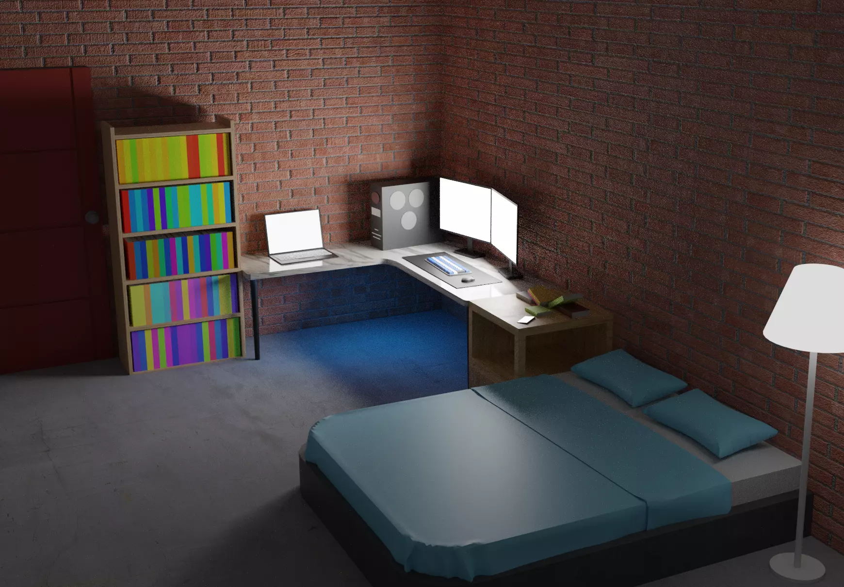 Isometric room low poly Free low-poly 3D model_0
