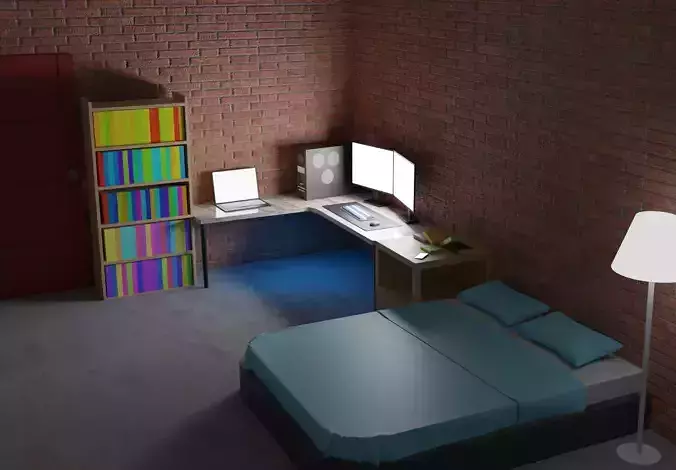 Isometric room low poly