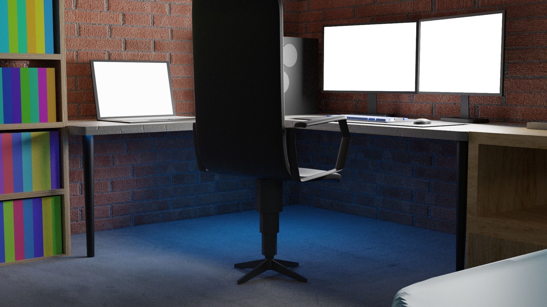 Isometric room low poly Free low-poly 3D model_2