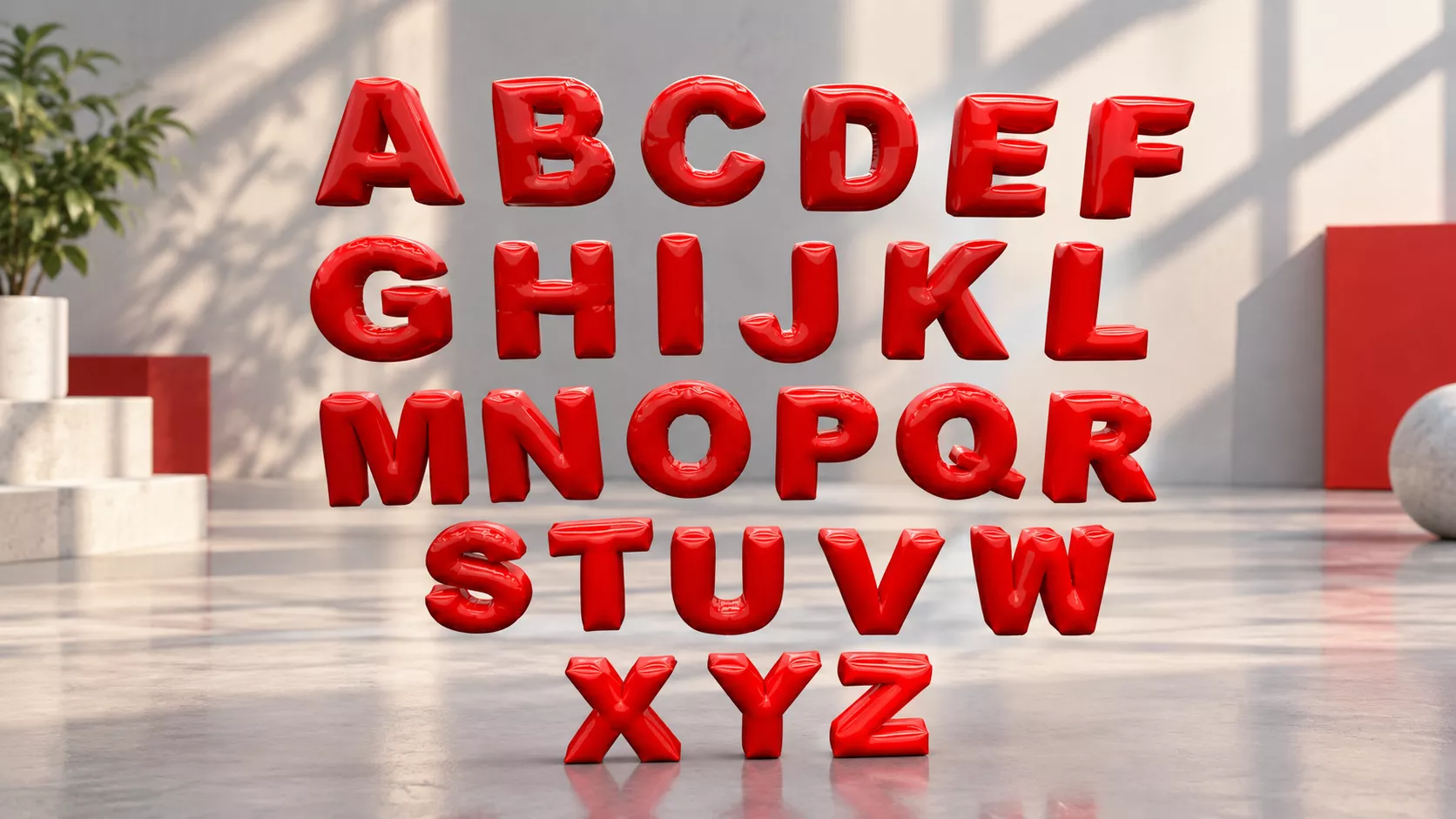 Animated Inflate Alphabet Balloons 3D model