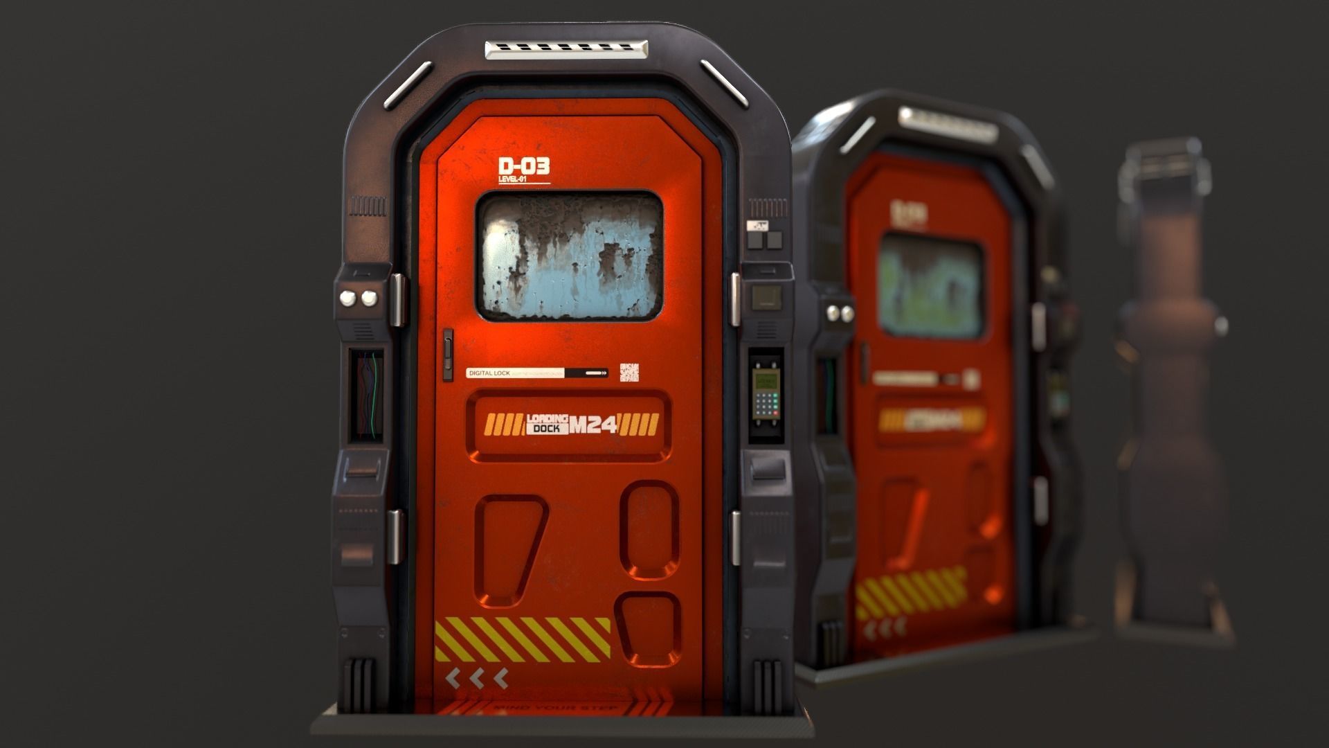 Sci Fi Access Door Low-poly 3D model_11