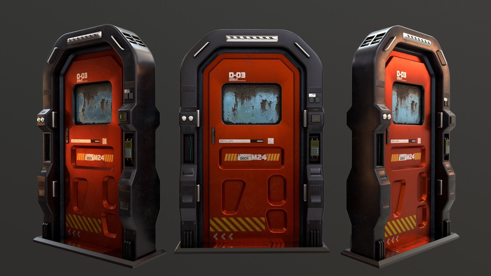 Sci Fi Access Door Low-poly 3D model_29