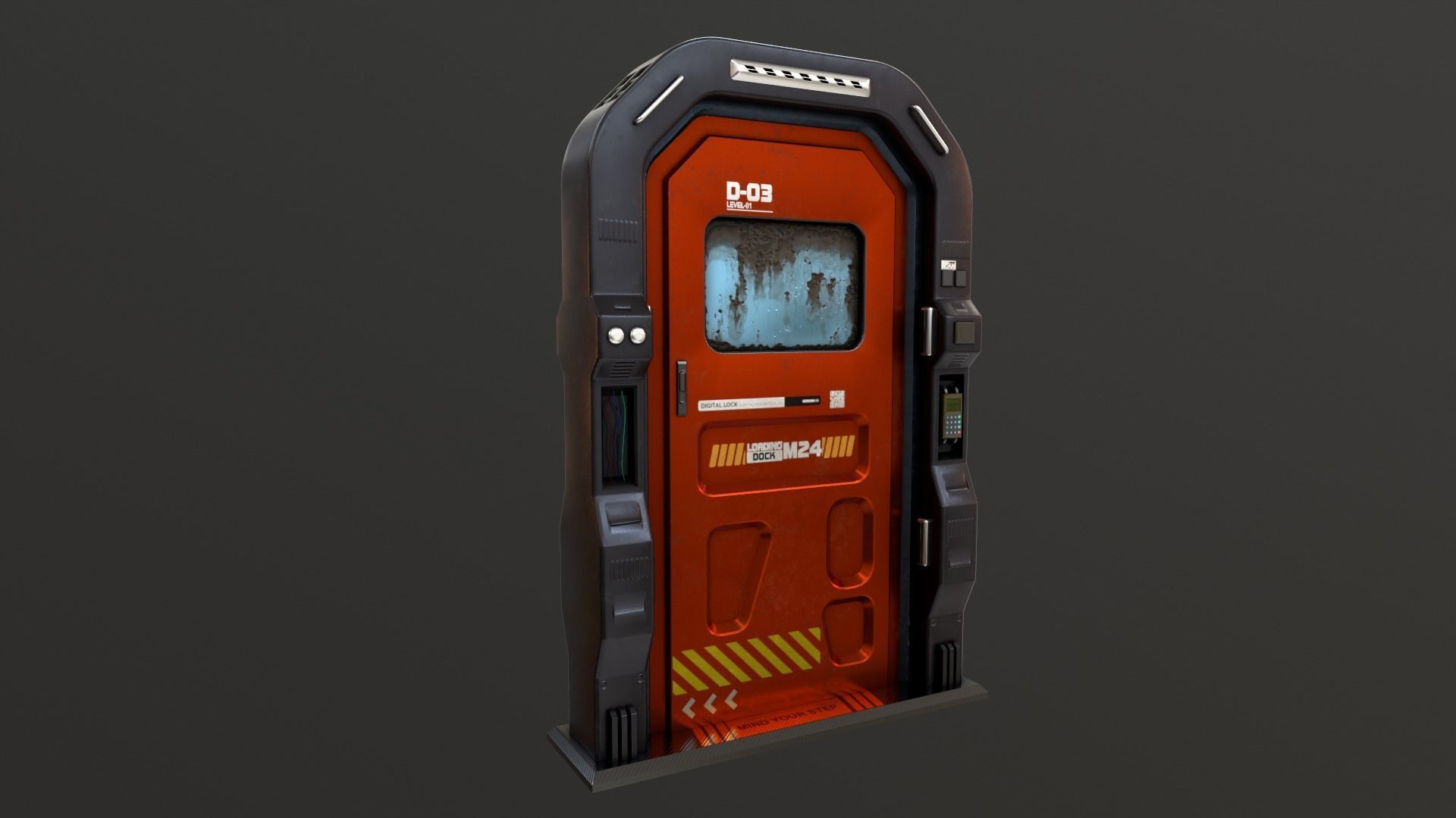 Sci Fi Access Door Low-poly 3D model_6