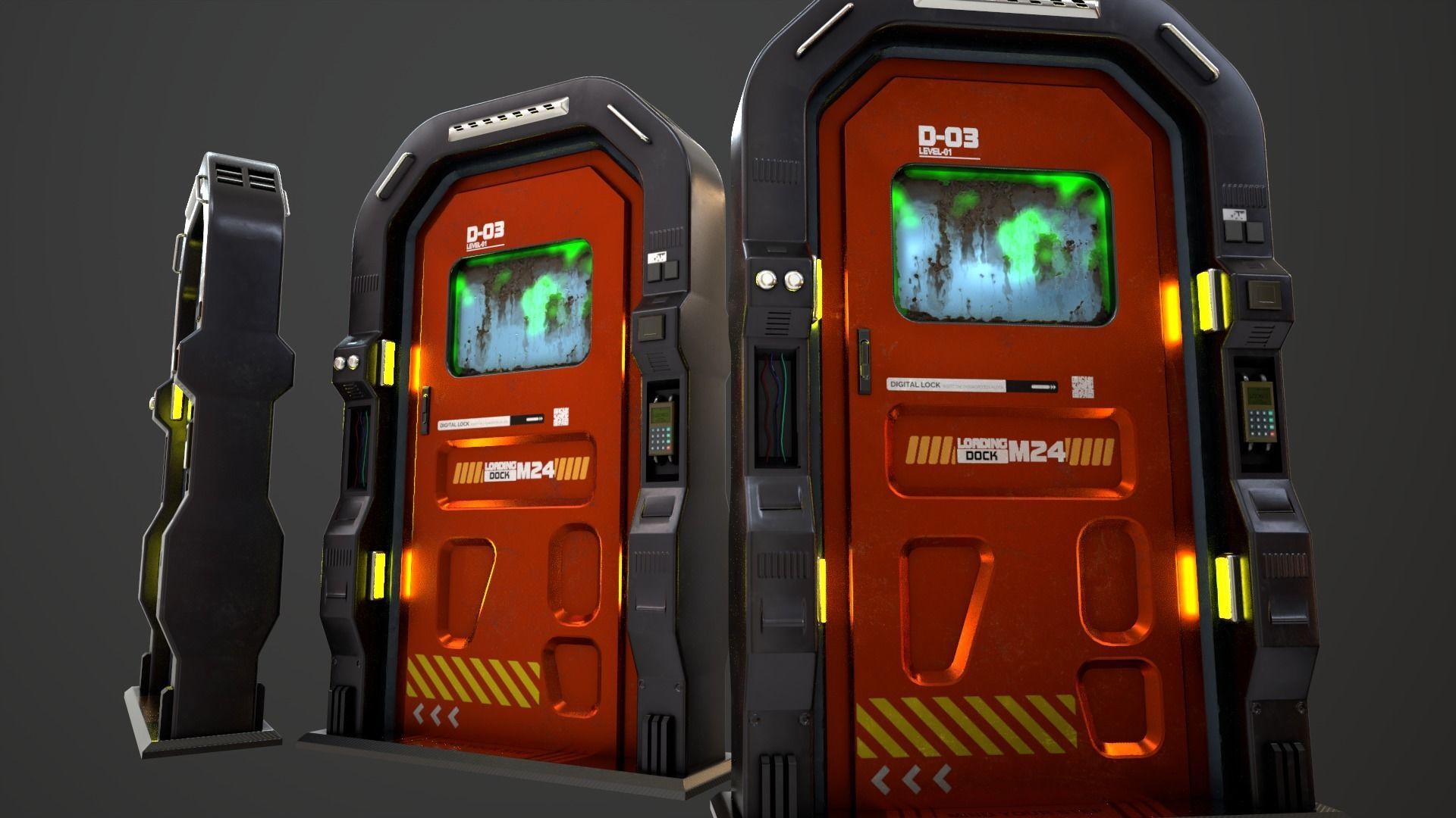 Sci Fi Access Door Low-poly 3D model_2