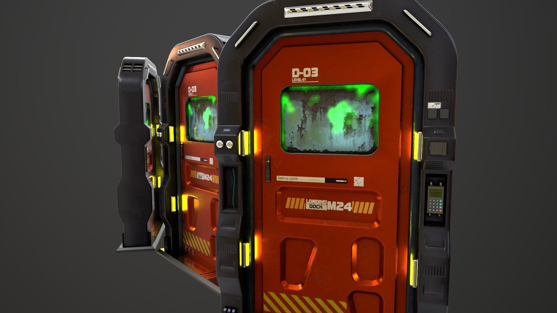 Sci Fi Access Door Low-poly 3D model_26