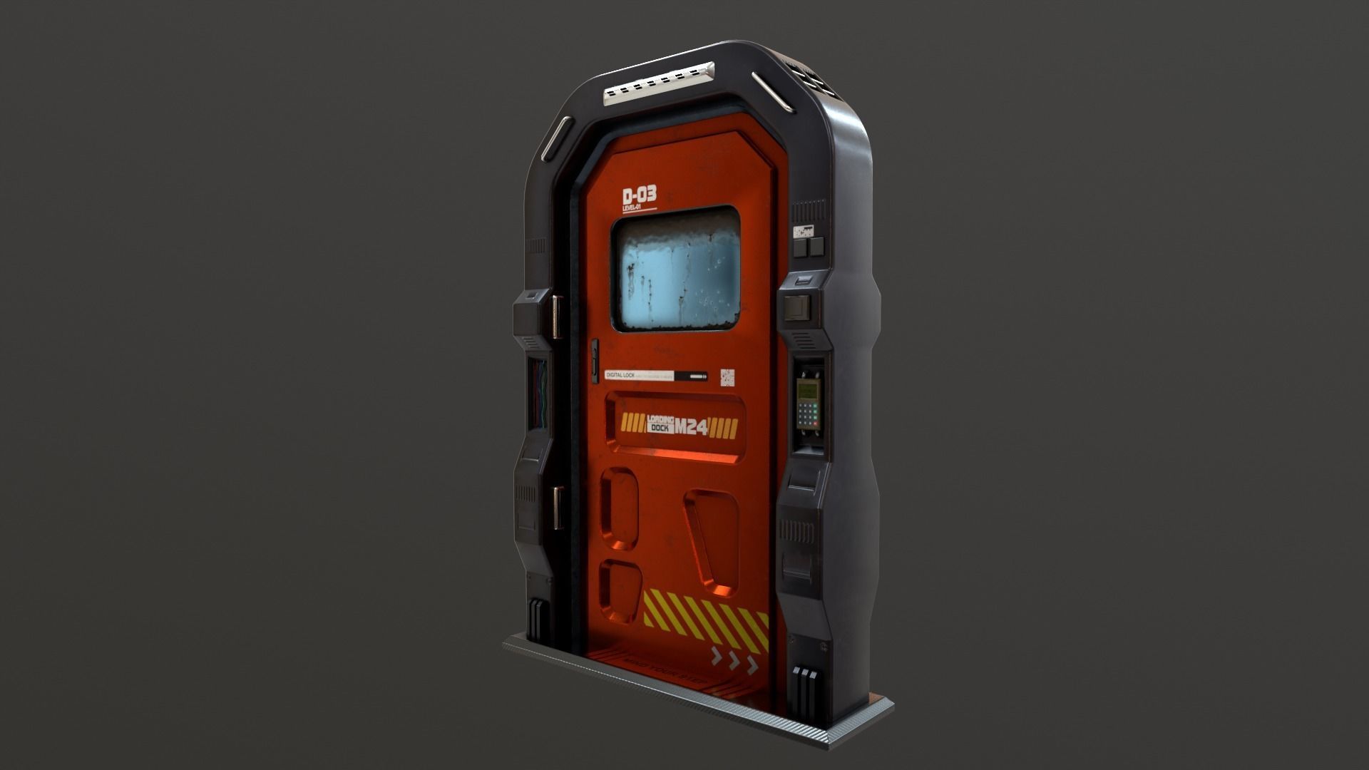Sci Fi Access Door Low-poly 3D model_9