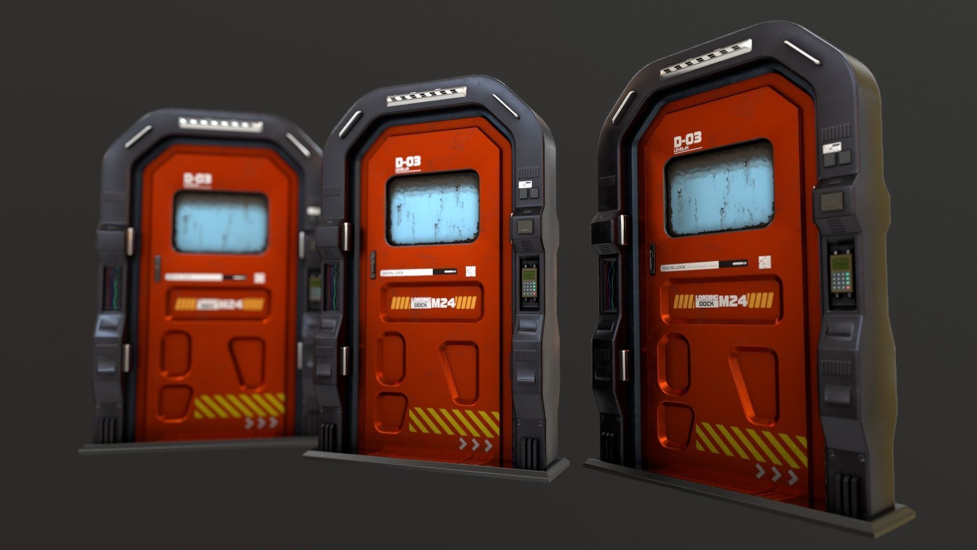 Sci Fi Access Door Low-poly 3D model_7