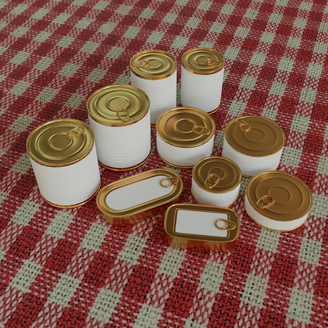 Collection of tin cans - labels can be used 3D model_3