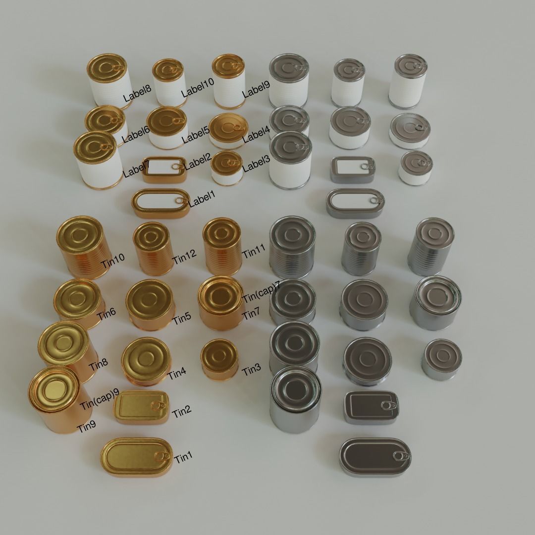 Collection of tin cans - labels can be used 3D model_10