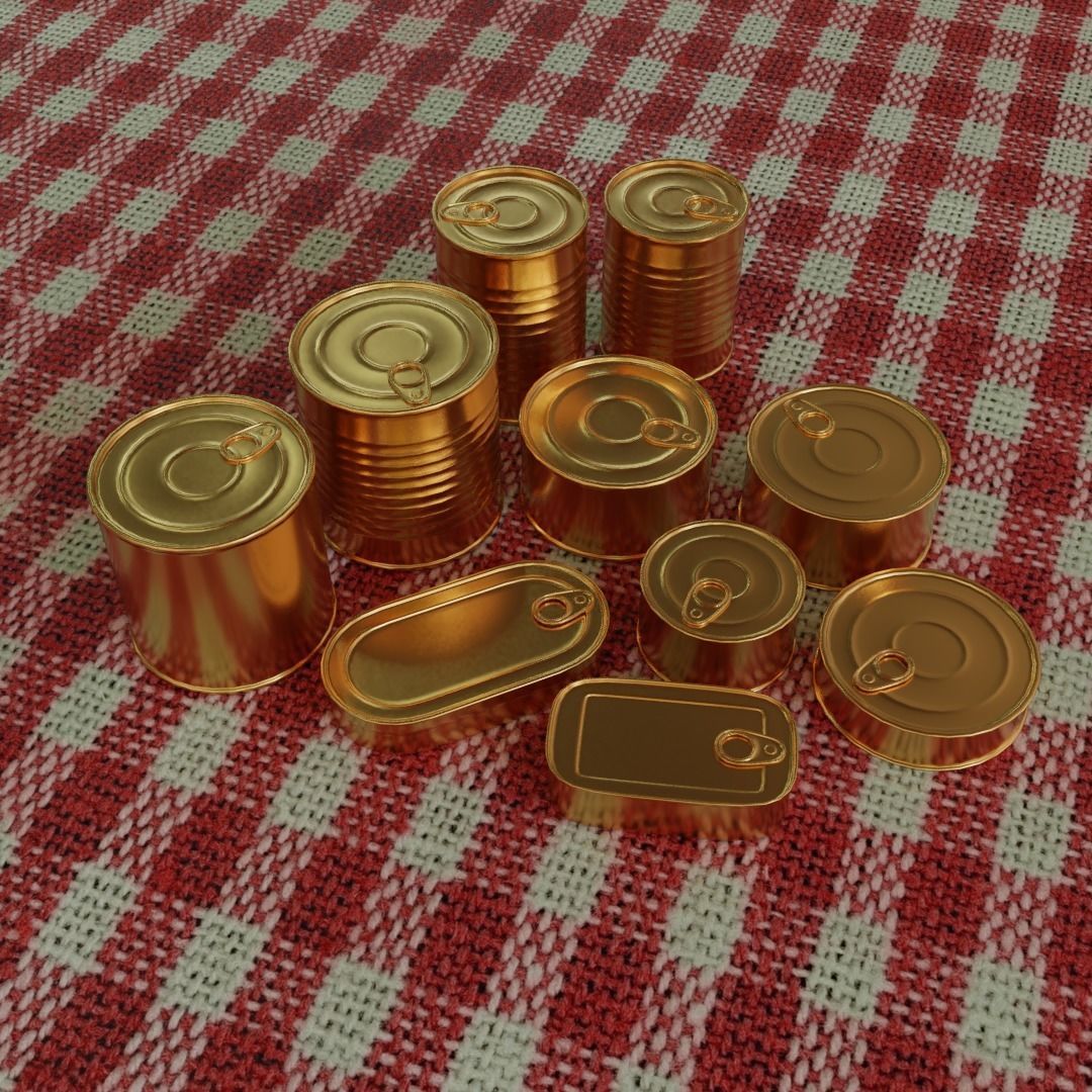 Collection of tin cans - labels can be used 3D model_1