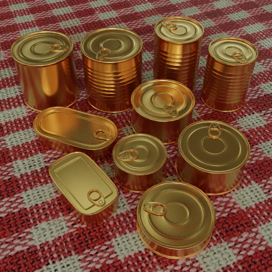 Collection of tin cans - labels can be used 3D model_0
