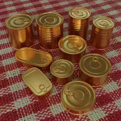 Collection of tin cans - labels can be used 3D model