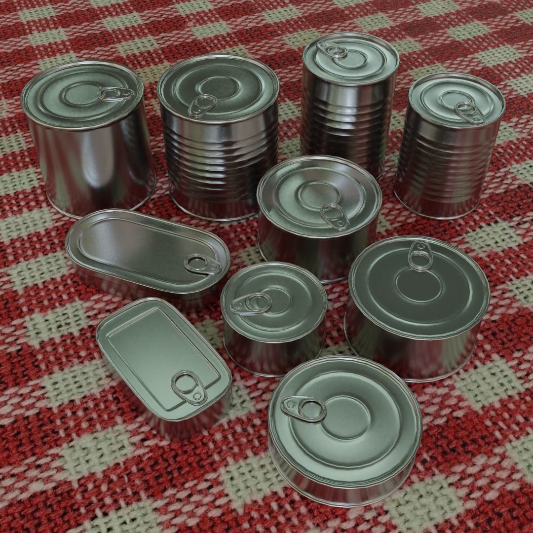 Collection of tin cans - labels can be used 3D model_6