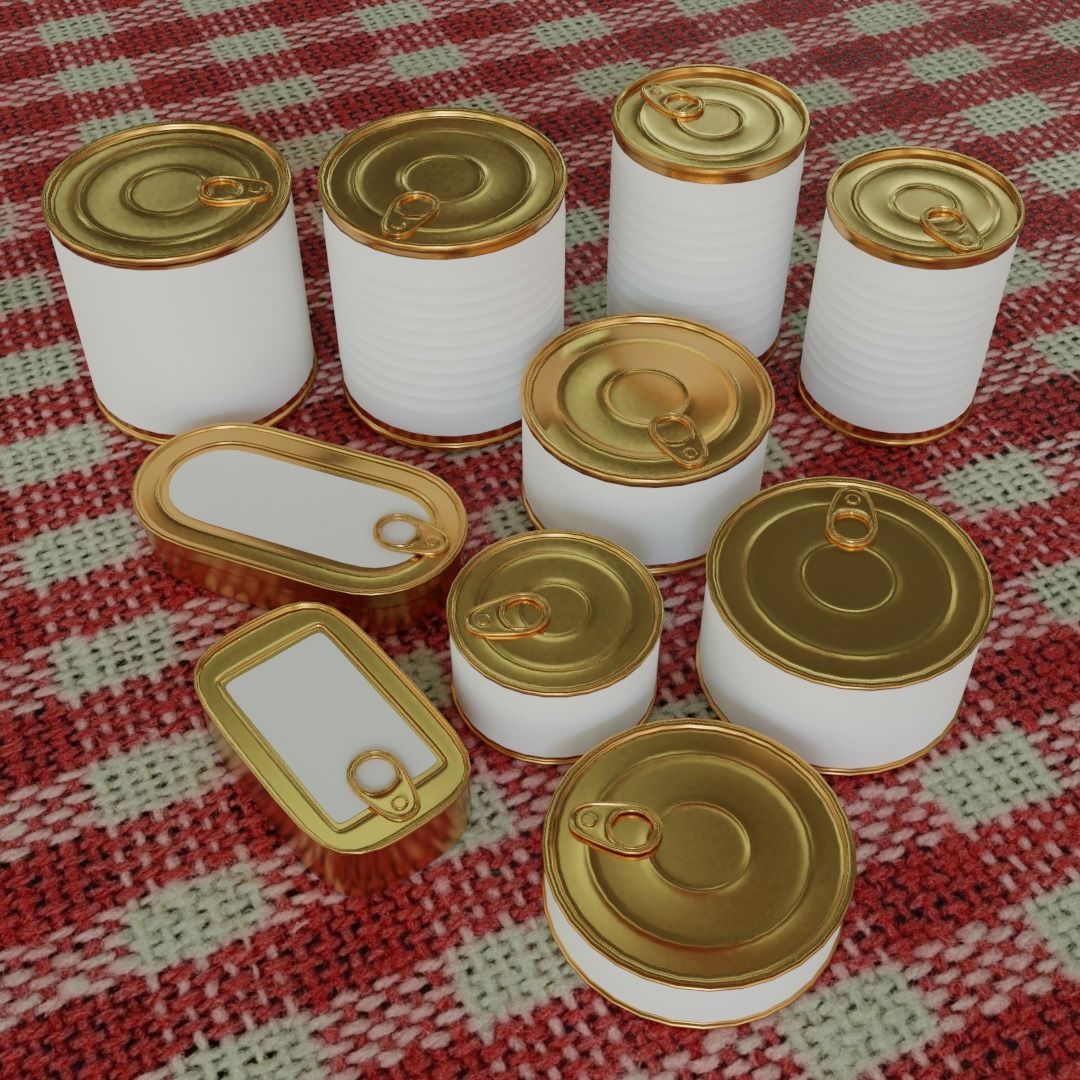 Collection of tin cans - labels can be used 3D model_2