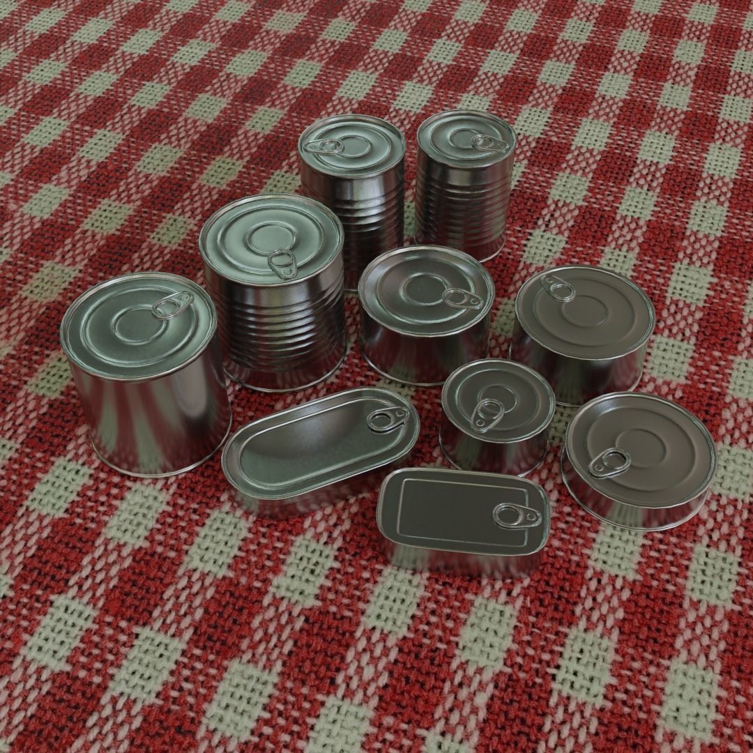 Collection of tin cans - labels can be used 3D model_7