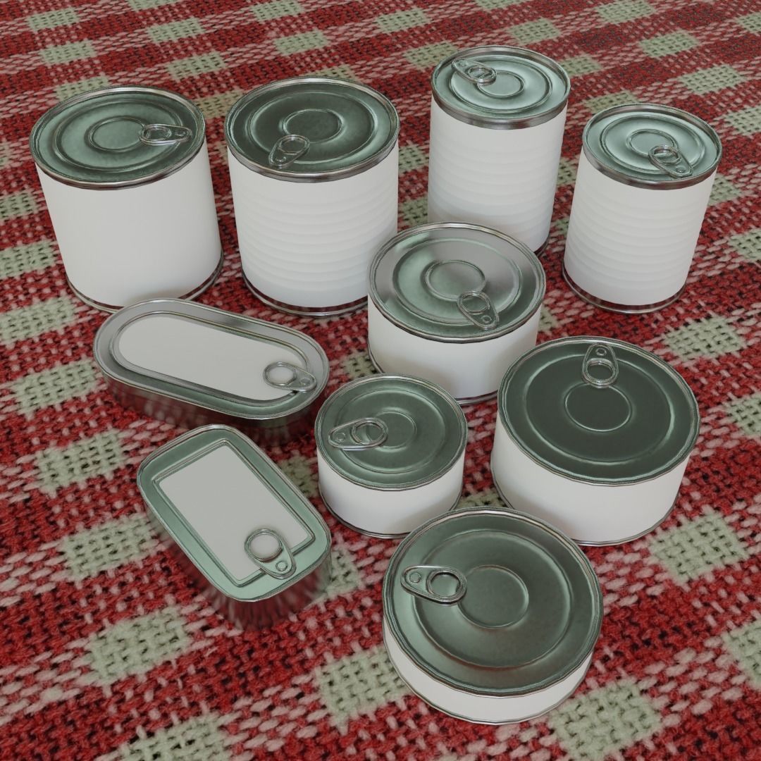 Collection of tin cans - labels can be used 3D model_4