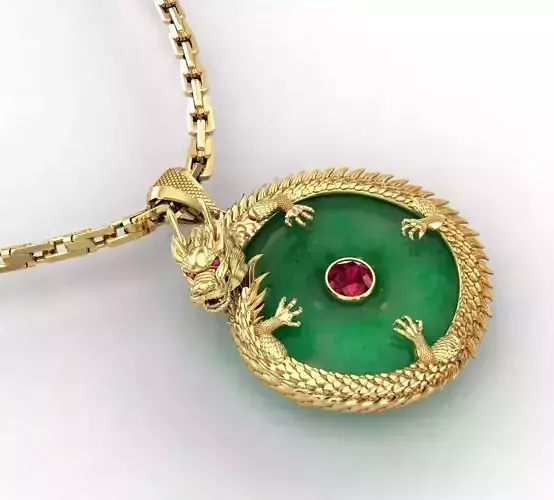 Dragon hug jade pendant