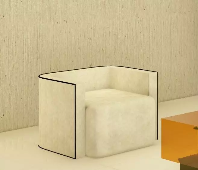 Sofa chair Low-poly 3D model_0