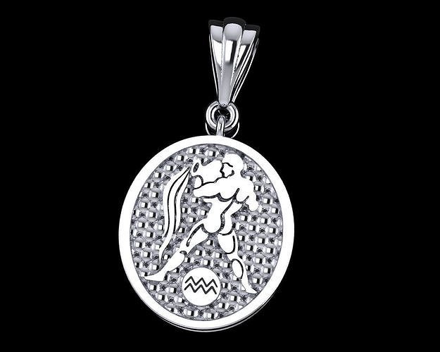 Zodiac Pendant Aquarius Free 3D print model