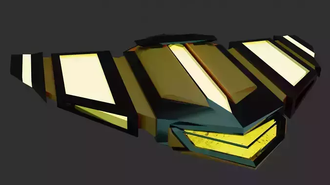 Original spaceship PBR low-poly game ready Low-poly 3D model