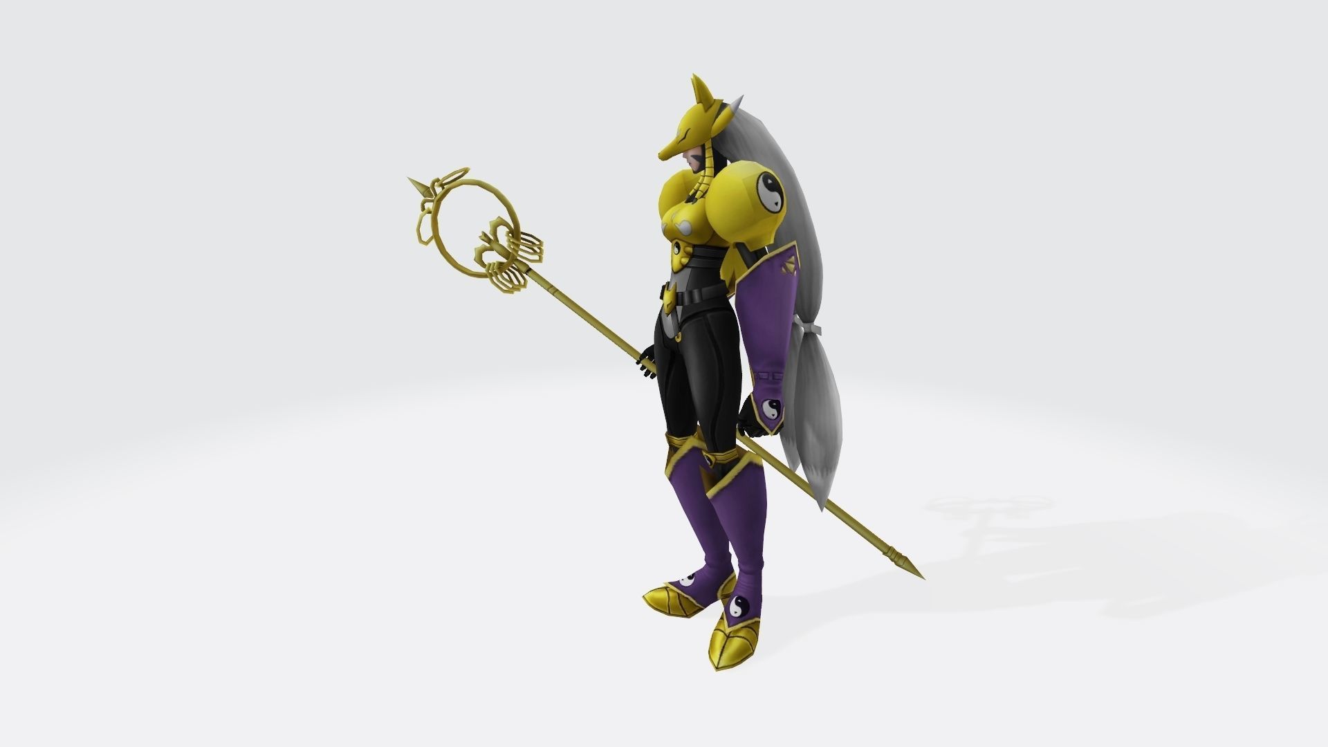 Sakuyamon gold character holding sword 3D print model_2