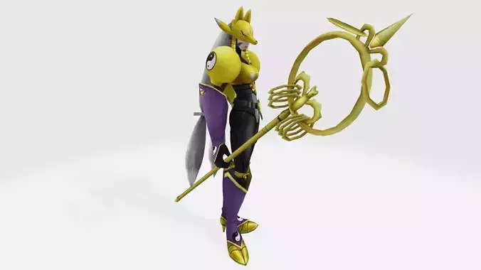 Sakuyamon gold character holding sword