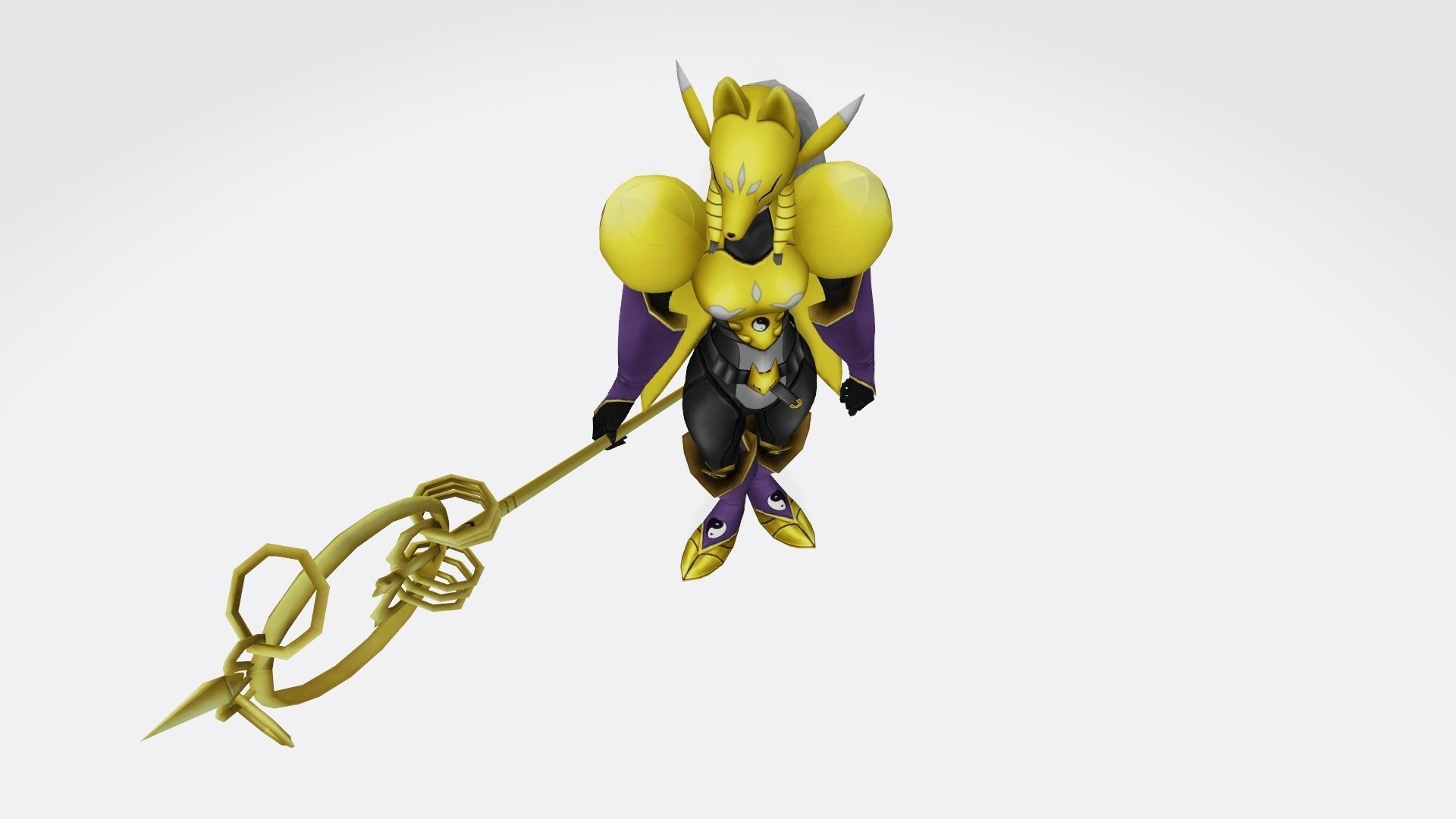 Sakuyamon gold character holding sword 3D print model_5