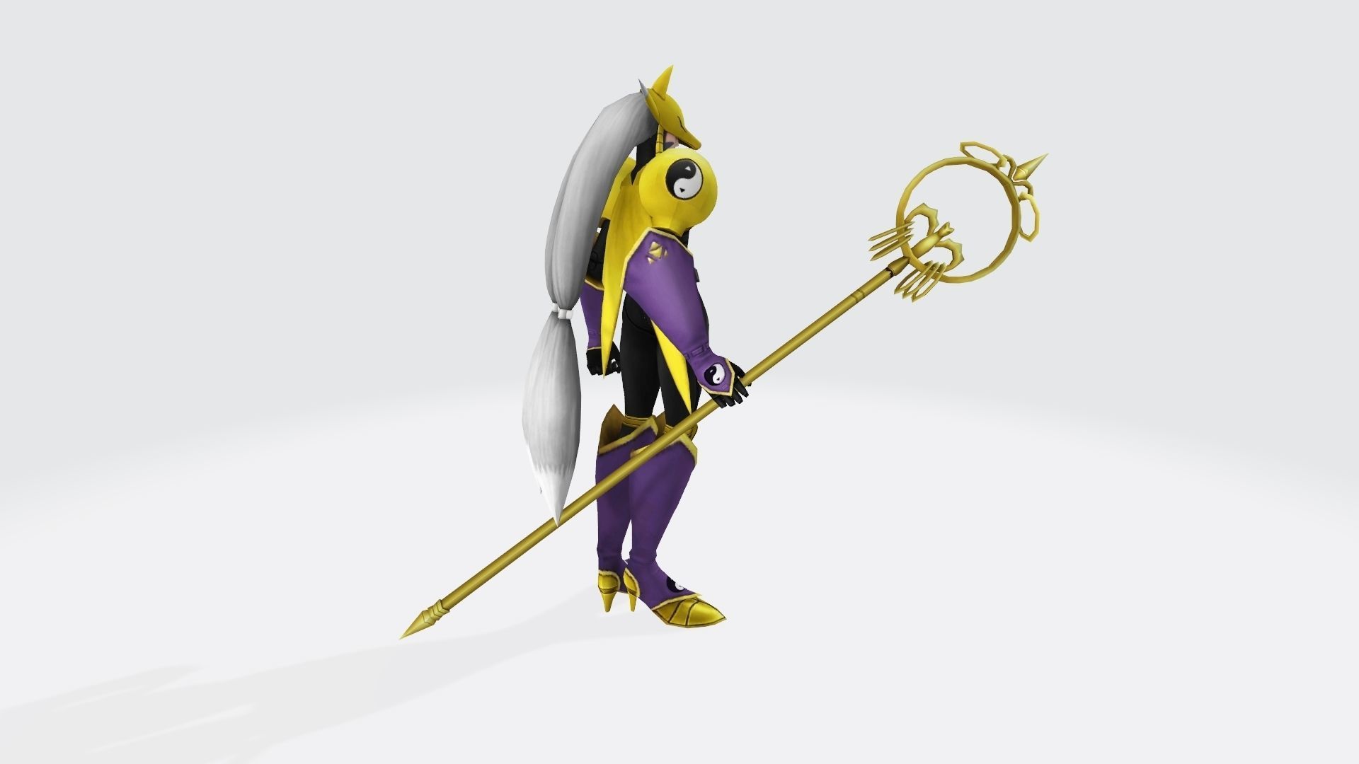 Sakuyamon gold character holding sword 3D print model_4